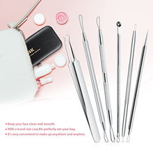 Load image into Gallery viewer, JPNK 6 PCS Blackhead Remover Comedones Extractor Acne Removal Kit for Blemish, Whitehead Popping, Zit Removing for Nose Face Tools with a Leather bag(Silver)
