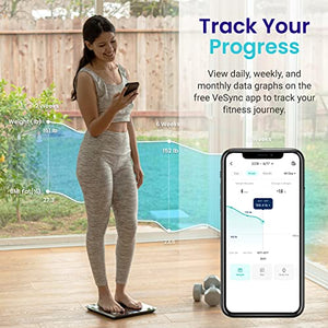 Etekcity Scales for Body Weight, Bathroom Digital Weight and Body Fat Scale for BMI, Rechargeable Smart Bluetooth Body Composition Analyzer, Sync Data with Other Fitness Apps Black 11.8x11.8 Inch