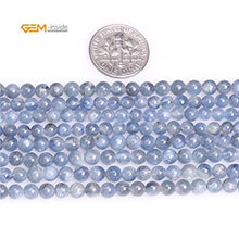 Load image into Gallery viewer, GEM-Inside Natural 4mm Blue Kyanite Gemstone Round Smooth Loose Beads Crystal Energy Stone Power for Jewelry Making 15&quot;
