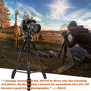 64-inch Tripod, Ultra Stable Aluminum Tripod Stand for Camera & Cell Phone with Phone Tripod Mount and Remote Shutter, Ideal for Videos, Vlogs and Social Media Live - Black