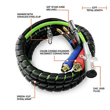 Load image into Gallery viewer, TORQUE 12ft 3 in 1 ABS &amp; Power Air Line Hose Wrap 7 Way Electrical Cable with Handle Grip for Semi Truck Trailer Tractor (TR813212)
