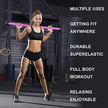 Load image into Gallery viewer, Artoflifer Exercise Resistance Band Yoga Pilates Bar Kit Portable Pilates Stick Muscle Toning Bar Home Gym Pilates with Foot Loop for Total Body Workout (Pink)

