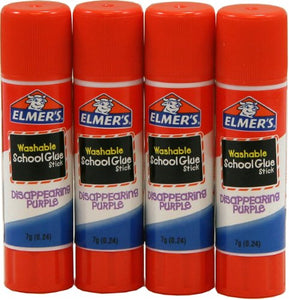 Elmer's Disappearing Purple School Glue Sticks, 0.24 oz Each, 4 Sticks per Pack (E543)