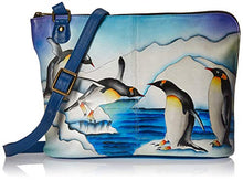 Load image into Gallery viewer, Anna by Anuschka Women's Genuine Leather Cross Body Travel Organizer with External Pocket | Hand Painted Original Artwork| Arctic Emperors, One Size
