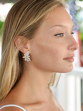 Load image into Gallery viewer, Mariell Shimmery Marquis Cluster Cubic Zirconia Bridal or Special Occasion Earrings - 14K Gold Plated
