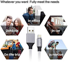 Load image into Gallery viewer, iPhone Charger [Apple MFi Certified] YEFOOT 5Pack(3/3/6/6/10FT) Lightning Cable Compatible iPhone 12Pro Max/12Pro/12/11/Pro/Xs Max/X/8 and More-Silver&amp;White
