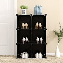 Load image into Gallery viewer, SONGMICS Cube Storage Organizer, 6-Cube Bookshelf, Closet Organizers and Storage, Modular Bookcase, Storage Shelving for Bedroom, Living Room, Home Office, with Rubber Mallet, Black ULPC06H
