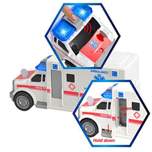 Load image into Gallery viewer, JOYIN 4 Packs Emergency Vehicle Toy Playsets, Friction Powered Vehicles with Light and Sound, Including Fire Truck, Ambulance Toy, Play Police Car and Toy Helicopter, Best Toddler Kids Boys Gifts
