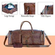 Load image into Gallery viewer, Leather duffel bag large 24 Inch Square Duffel Travel Gym Sports Overnight Weekender Leather Bag for men and women by Komal's Passion Leather
