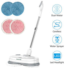 Load image into Gallery viewer, Electric Mop, Cordless Electric Spin Mop, Hardwood Floor Cleaner with Built-in 300ml Water Tank, Polisher with Led Headlight and Sprayer, Scrubber for Hard Floor &amp; Tile, Powerful Cleaner and Waxing
