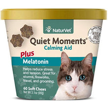 Load image into Gallery viewer, NaturVet –Quiet Moments Calming Aid for Cats Plus Melatonin – 60 Soft Chews – Helps Reduce Stress &amp; Promote Relaxation – Great for Storms, Fireworks, Travel &amp; Grooming
