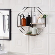 Load image into Gallery viewer, SPDELP Octagon Floating Shelf Wall Mounted Hanging Shelves, Wood Wall Storage
