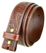 Load image into Gallery viewer, Genuine Full Grain Western Floral Engraved Tooled Leather Belt Strap 1-1/2" Wide (Tan, 34)
