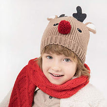 Load image into Gallery viewer, accsa Baby Unisex Rudolph Red Nose Reindeer Beanie Hat Fleece Lining Age 0-12M
