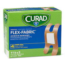 Load image into Gallery viewer, Curad Fabric Adhesive Knuckle Bandages, Finger Bandages for Knuckles (Pack of 100), Natural
