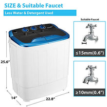 Load image into Gallery viewer, HOMHUM Mini Portable Twin Tub Washing Machine,Compact 13lbs Washer + Spinner Combo,Built-in Gravity Drain, Ideal for Dorms, Apartments, RVs, Camping etc, White/Blue
