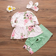 Load image into Gallery viewer, Newborn Baby Outfits Long Sleeve Striped Floral Shirt Dress T-Shirt Pants Headband Autumn Winter Newborn Infant Suit

