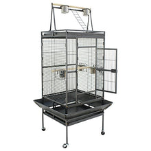 Load image into Gallery viewer, SUPER DEAL PRO 61''/ 68’’ 2in1 Large Bird Cage with Rolling Stand Parrot Chinchilla Finch Cage Macaw Conure Cockatiel Cockatoo Pet House Wrought Iron Birdcage, Black (68'')
