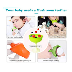 Mombella Mimi The Mushroom Soothing teether for Breast Feeding Baby who Does not take Pacifiers/Premature Baby who has weak jaw movement/0-6month with Sucking Needs, Pink
