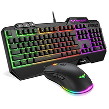 Load image into Gallery viewer, havit Gaming Keyboard Mouse Headset &amp; Mouse Pad Kit, Rainbow LED Backlit Wired, Over Ear Headphone with Mic for PC Computer, Laptop and More
