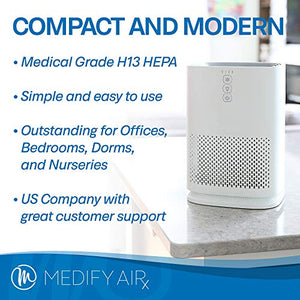 Medify MA-14W2 Medical Grade Filtration H13 HEPA Air Purifier for 200 Sq. Ft. (99.9%) Allergies, dust, Pollen, Perfect for Office, bedrooms, dorms and Nurseries - White, 2-Pack