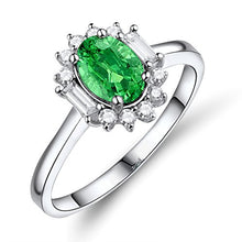 Load image into Gallery viewer, Jewelry Sets Women's Natural Green Emerald Diamond Solid 14K White Gold Ring
