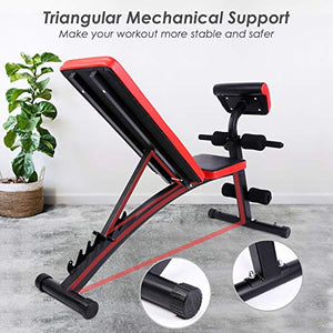 TUSY Adjustable Weight Bench for Full Body Workout Multi-Purpose Utility Weight Bench Flat Bench Press for Home and Gym