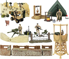 Load image into Gallery viewer, Click N&#39; Play Military Checkpoint 60 Piece Play Set with Accessories.

