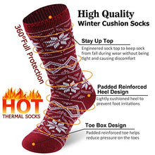 Load image into Gallery viewer, Sunew Insulated Hunting Socks, Winter Outdoor Soft Warm Thick Heavy Skiing Camping Trekking Ankle-high Thermal Snug Comfort Cold Weather Home Slipper Socks,1 Pack Red Medium
