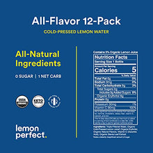 Load image into Gallery viewer, Lemon Perfect - Organic Cold-Pressed Lemon Water - Squeezed from Real Fruit, Flavored Water, Sugar-Free, Keto Certified, No Artificial Ingredients - 6-Flavor Variety Pack (12-pack)
