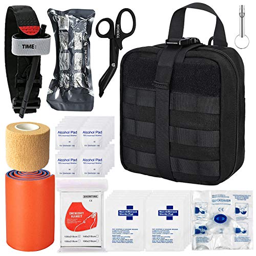 TOUROAM Tactical Emergency First Aid Medical Kit-MOLLE Admin Pouch IFAK-Wound Dressing Blood Control EMT Survival Trauma Kit-Camp Travel Car Medic Kit