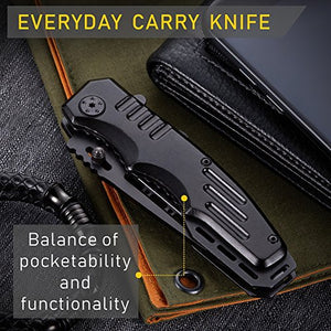 Spring Assisted Knife - Pocket Folding Knife - Military Style - Boy Scouts Knife - Tactical Knife - Good for Camping Hunting Survival Indoor and Outdoor Activities Mens Gift 6681