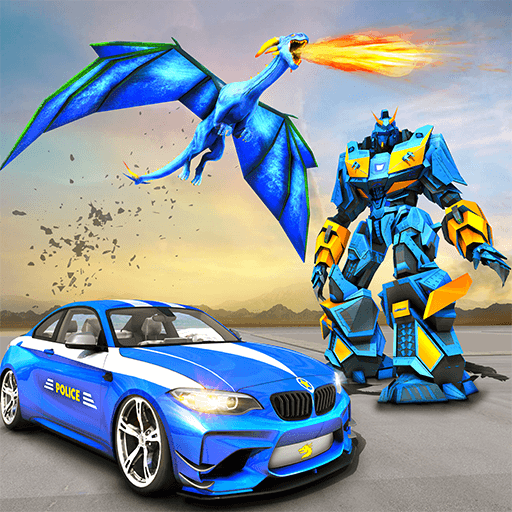 Futuristic Dragon Robot Fighting Car Robot Action Game