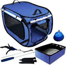 Load image into Gallery viewer, Pet Fit For Life Extra Large (32&quot;x19&quot;x19&quot;) Collapsible/Portable Cat Cage/Condo with Portable Litter Box and Bonus Cat Feather Toy and Collapsible Water/Food Bowl Large - 32&quot; x 19&quot; x 19&quot;
