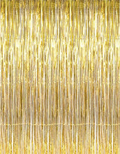 Load image into Gallery viewer, GOER 3.2 ft x 9.8 ft Metallic Tinsel Foil Fringe Curtains for Party Photo Backdrop Wedding Decor (1 Pack, Gold)
