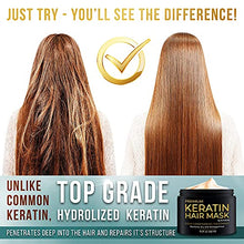Load image into Gallery viewer, Premium Keratin Hair Mask - Professional Treatment for Hair Repair, Nourishment &amp; Beauty - Hair Mask - Vitamin Complex for All Hair Types - with Omega 3, 9, Vitamin E - Protein Nourishment Mask
