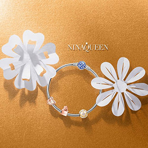 NinaQueen 925 Sterling Silver "Daisy Perfume" Bottles Charms, Charms for Bracelet