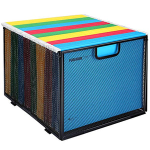 Hanging File Folder Organizer, Mesh Metal File Organizer Box Office Filing Crate Folder Holder Storage Box, Letter Size, Black