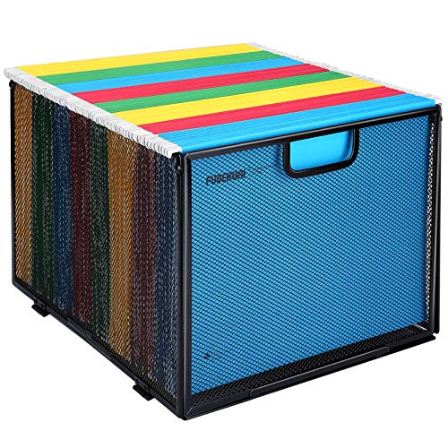Hanging File Folder Organizer, Mesh Metal File Organizer Box Office Filing Crate Folder Holder Storage Box, Letter Size, Black