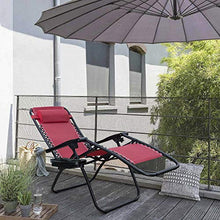Load image into Gallery viewer, JUMMICO Zero Gravity Chair Patio Outdoor Adjustable Reclining Folding Chair Lawn Lounge Chair for Deck Beach Yard and Beach with Pillows Set of 2 (Red)
