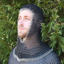 Load image into Gallery viewer, Medieval V Face Mild Steel Chainmail Coif Armor
