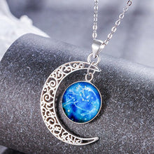 Load image into Gallery viewer, BriLove 925 Sterling Silver Necklace for Women -&quot;Taurus&quot; Galaxy Constellation Zodiac Horoscope Astrology 12 Crescent Moon Glass Bead Pendant Necklace
