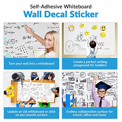 Load image into Gallery viewer, Extra Large Whiteboard Decal Sticker, Self-Adhesive Paper Message Board (6.5 FEET) Peel and Stick Wallpaper with 4 Dry Erase Markers, Size 17.7” X 78.7”