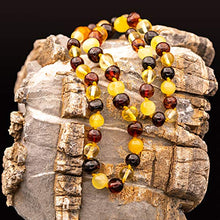 Load image into Gallery viewer, Amberalia Adult Baltic Amber Necklace - Anti Inflammatory - beads size between 6.5 and 7.5mm Lab-tested, Certified Genuine Amber Polish Multicolor - XL (19.7”)
