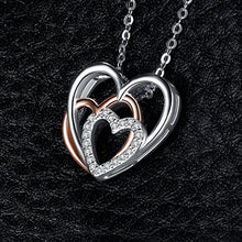 Load image into Gallery viewer, JewelryPalace Heart to Heart Interlocking Cubic Zirconia Pendant Necklace 925 Sterling Silver Rose Gold 18 Inches
