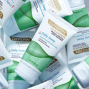 Acne Face Wash with Benzoyl Peroxide by the makers of Differin Gel, Daily Deep Cleanser, Gentle Skin Care for Acne Prone Sensitive Skin, 4 oz