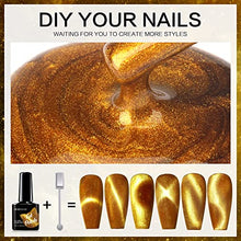 Load image into Gallery viewer, Morovan Cat-Eye Gel Nail Polish Kit - 6 Colors Gold Shade Gel Nail Polish with Magnetic Stick Soak-Off UV LED Chameleon Glitter Gel Polish Kit Professional Starter Kit Salon DIY Home Gift Box
