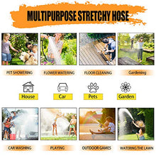 Load image into Gallery viewer, 50ft Expandable Garden hose with 8 pattern hose nozzle - 3/4’’ Solid Brass Fittings with Protective Washer No leak &amp; Rust - Portable Storage Bag Easy Carry and Use

