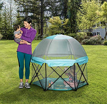 Load image into Gallery viewer, Regalo My Play Deluxe Portable Play Yard Indoor and Outdoor, Bonus Kit, Includes a Full Canopy, Washable, Aqua, 6-Panel
