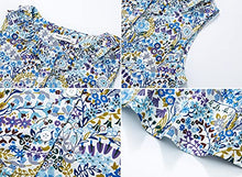 Load image into Gallery viewer, maoo garden Girls Floral Cotton Summer Sundress Long Sleeveless Pleated Holiday Party Ruffle Neck Dress 116 Blue 3-4Y
